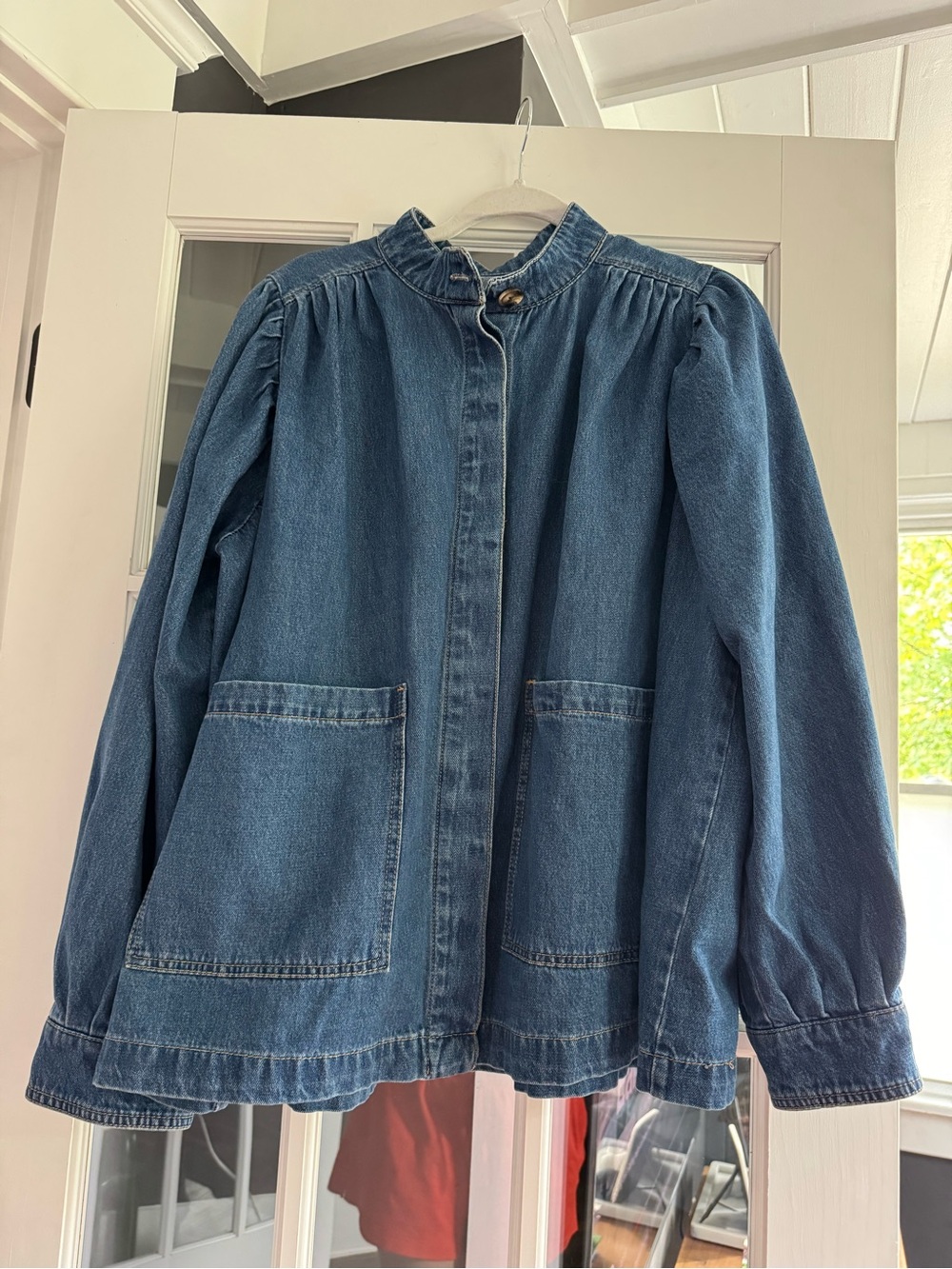 H&M Denim Jacket in Medium Blue with Patch Pockets